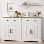 Set of 2 Wood Sideboard Cabinet, Storage Buffet with 2 Drawers & 2 Doors for Living Room Kitchen Dining Room