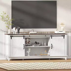 Modern Farmhouse TV Stand for 75 Inch TV - Entertainment Console Table with Sliding Barn Doors - Storage Cabinets for Living Room - 66 Inch