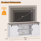 Modern Farmhouse TV Stand for 75 Inch TV - Entertainment Console Table with Sliding Barn Doors - Storage Cabinets for Living Room - 66 Inch