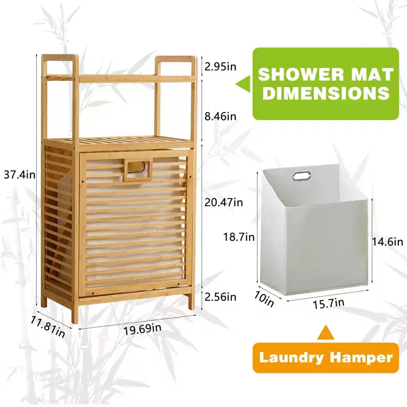 Panier à linge GDFStudio Petty en bambou avec étagère