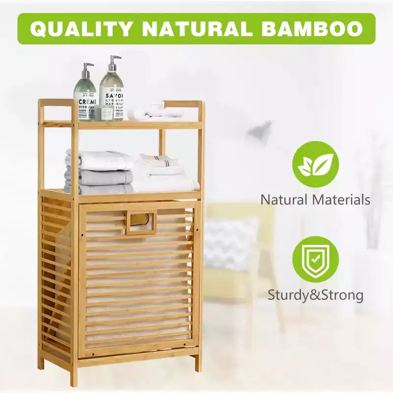 Panier à linge GDFStudio Petty en bambou avec étagère