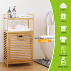 Panier à linge GDFStudio Petty en bambou avec étagère