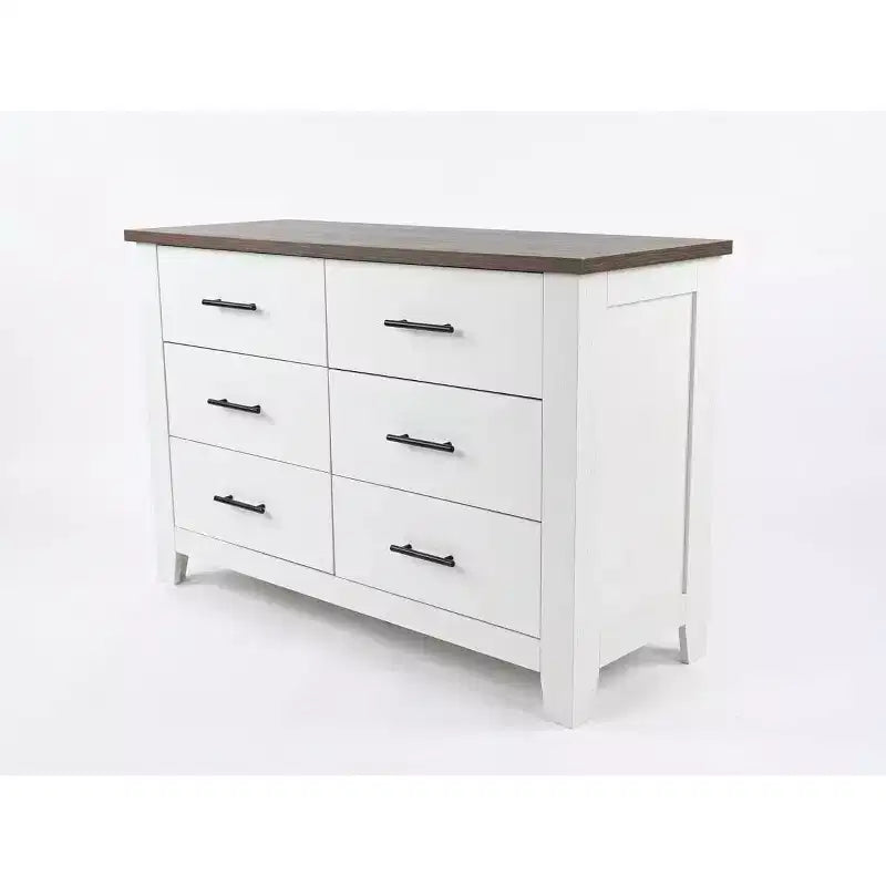 6 Drawer Dresser for Bedroom, Farmhouse Wood Chest of Drawers with Metal Slides, Capacity Storage Cabinet for Nursery Living Room Entryway, White