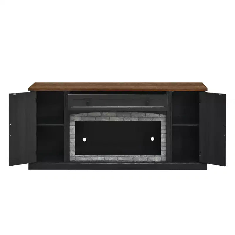 Meuble TV et bibliothèque 3 pièces pour téléviseurs jusqu'à 70", meuble TV multimédia avec étagères réglables et accent de briques grises - ModernLuxe