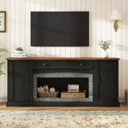 3pcs TV Stand & Bookshelf Set for TVs up to 70, Media TV Console Entertainment Center with Adjustable Shelves&Gray Brick Accent - ModernLuxe