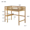 Sailvan Twin High Loft Bed, Rubber Wood Loft Bed with Safety Guardrail, Built-in Desk & Ladder