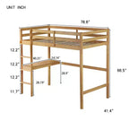 Sailvan Twin High Loft Bed, Rubber Wood Loft Bed with Safety Guardrail, Built-in Desk & Ladder