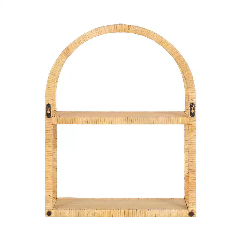 Kate and Laurel Rahmati Arched Rattan Wall Shelf, Natural, 18x23