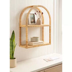 Kate and Laurel Rahmati Arched Rattan Wall Shelf, Natural, 18x23