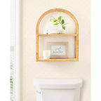 Kate and Laurel Rahmati Arched Rattan Wall Shelf, Natural, 18x23