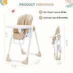 39.3 Chaise Haute Pliante Légère pour Bébé avec Harnais de Sécurité à 5 Points, Sûre et Fiable pour Bébés et Tout-petits en Croissance
