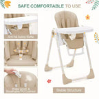 39.3 Chaise Haute Pliante Légère pour Bébé avec Harnais de Sécurité à 5 Points, Sûre et Fiable pour Bébés et Tout-petits en Croissance