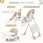 39.3 Chaise Haute Pliante Légère pour Bébé avec Harnais de Sécurité à 5 Points, Sûre et Fiable pour Bébés et Tout-petits en Croissance