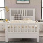 FAMYYT Twin Size Wood Platform Bed?With Headboard and Footboard, Easy Assembly, White