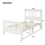 FAMYYT Lit plateforme en bois jumeau ? Avec tête de lit et pied de lit, assemblage facile, blanc