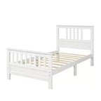 FAMYYT Lit plateforme en bois jumeau ? Avec tête de lit et pied de lit, assemblage facile, blanc