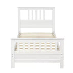 FAMYYT Lit plateforme en bois jumeau ? Avec tête de lit et pied de lit, assemblage facile, blanc