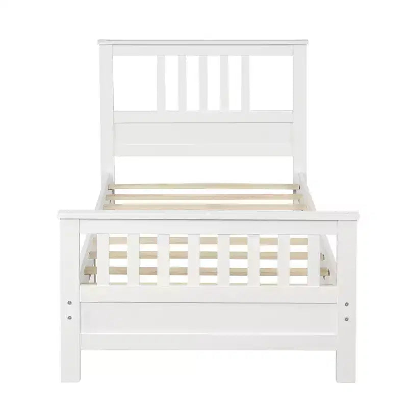 FAMYYT Lit plateforme en bois jumeau ? Avec tête de lit et pied de lit, assemblage facile, blanc