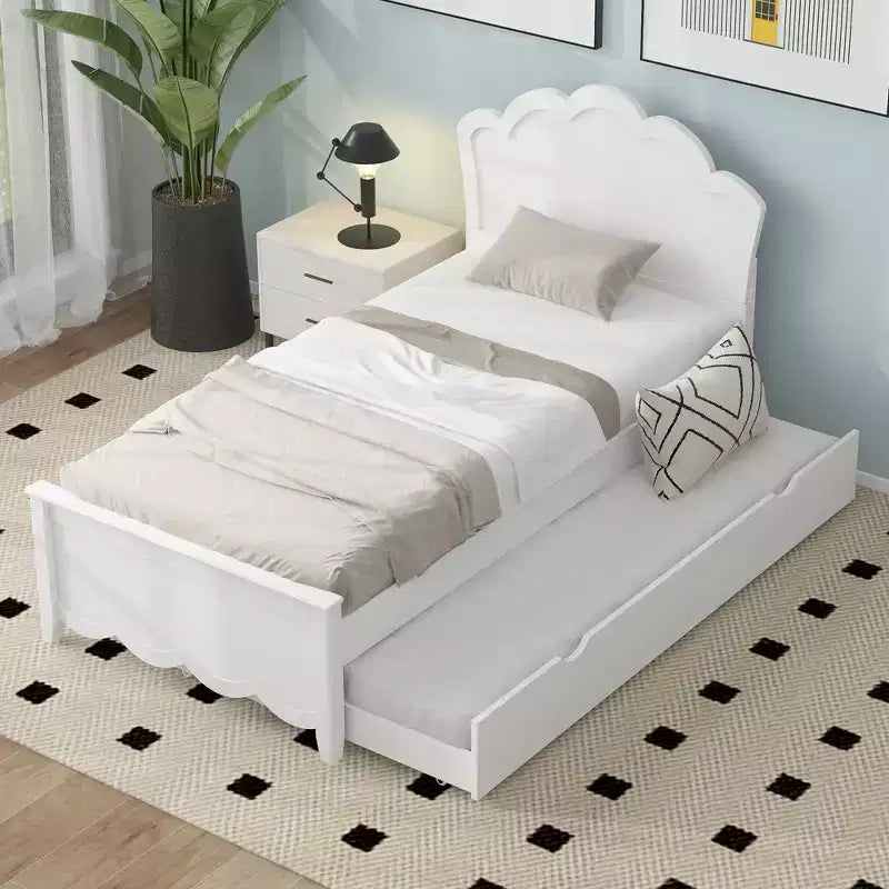 Lit plateforme FAMYYT pour jumeaux avec lit gigogne pour jumeaux, assemblage facile