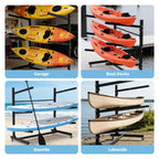 Freestanding Kayak Storage Rack with Wheels, Adjustable Kayak Racks for Garage and Outdoor, Kayak Stands for Canoes, Kayaks, SUP and Surfboards