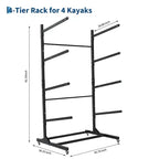 Freestanding Kayak Storage Rack with Wheels, Adjustable Kayak Racks for Garage and Outdoor, Kayak Stands for Canoes, Kayaks, SUP and Surfboards