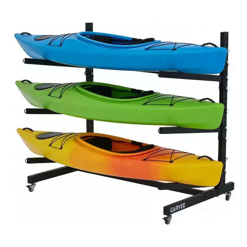 Freestanding Kayak Storage Rack with Wheels, Adjustable Kayak Racks for Garage and Outdoor, Kayak Stands for Canoes, Kayaks, SUP and Surfboards