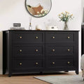 GustoWave Modern 54 Wide Large 6 Drawer Dresser for Bedroom, Entryway, Hallway, Black