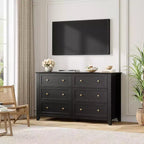 Commode à 6 tiroirs large GustoWave Modern 54" pour chambre, entrée, couloir, noire