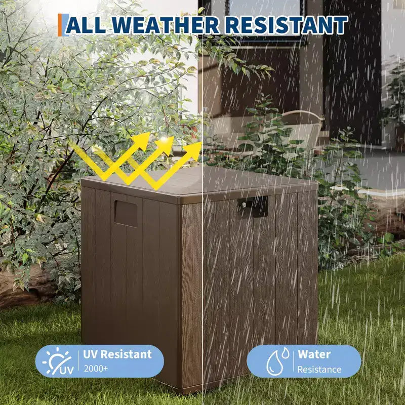 Acekool Coffre de rangement étanche 300 L en résine pour coussins, outils de jardin, accessoires de piscine, marron