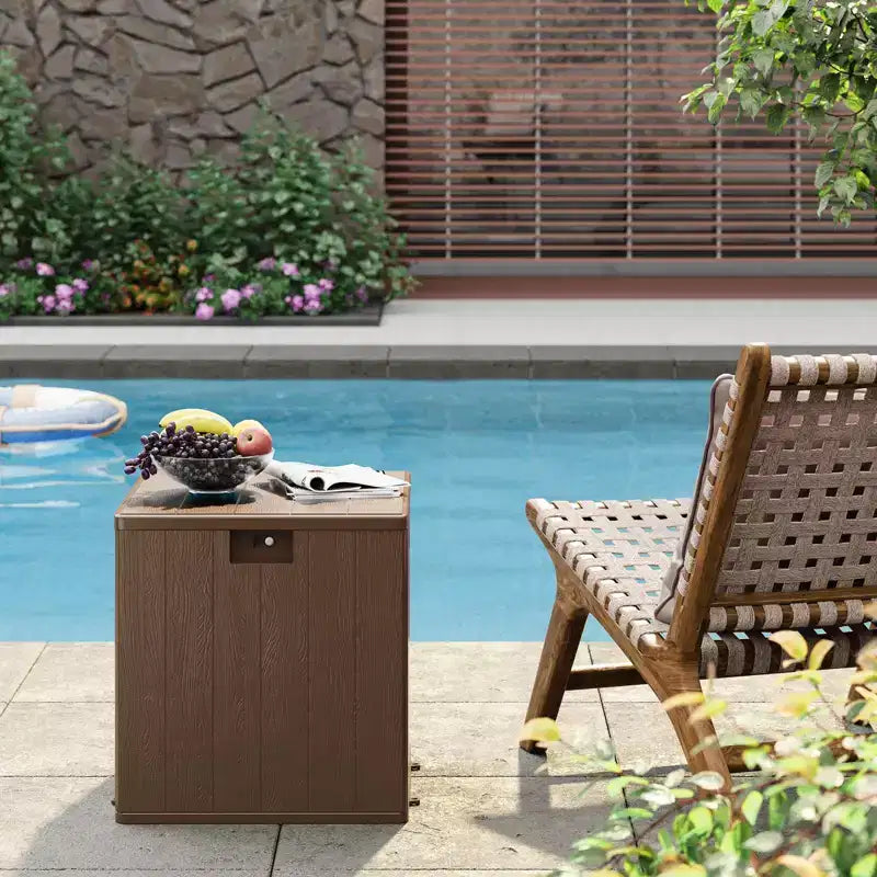 Acekool Coffre de rangement étanche 300 L en résine pour coussins, outils de jardin, accessoires de piscine, marron