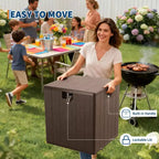 Acekool Coffre de rangement étanche 300 L en résine pour coussins, outils de jardin, accessoires de piscine, marron