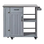 GDFStudio Tony Outdoor Kitchen Island Fir Wood Prep Station with Stainless Steel Top
