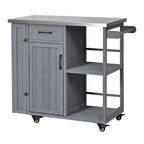 GDFStudio Tony Outdoor Kitchen Island Fir Wood Prep Station with Stainless Steel Top
