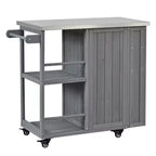 GDFStudio Tony Outdoor Kitchen Island Fir Wood Prep Station with Stainless Steel Top