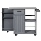 GDFStudio Tony Outdoor Kitchen Island Fir Wood Prep Station with Stainless Steel Top