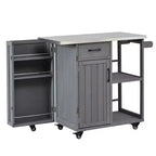 GDFStudio Tony Outdoor Kitchen Island Fir Wood Prep Station with Stainless Steel Top