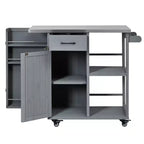 GDFStudio Tony Outdoor Kitchen Island Fir Wood Prep Station with Stainless Steel Top