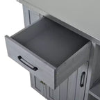GDFStudio Tony Outdoor Kitchen Island Fir Wood Prep Station with Stainless Steel Top