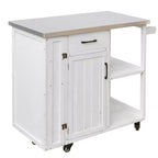 GDFStudio Tony Outdoor Kitchen Island Fir Wood Prep Station with Stainless Steel Top