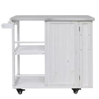 GDFStudio Tony Outdoor Kitchen Island Fir Wood Prep Station with Stainless Steel Top