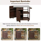 GDFStudio Tony Outdoor Kitchen Island Fir Wood Prep Station with Stainless Steel Top