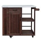 GDFStudio Tony Outdoor Kitchen Island Fir Wood Prep Station with Stainless Steel Top