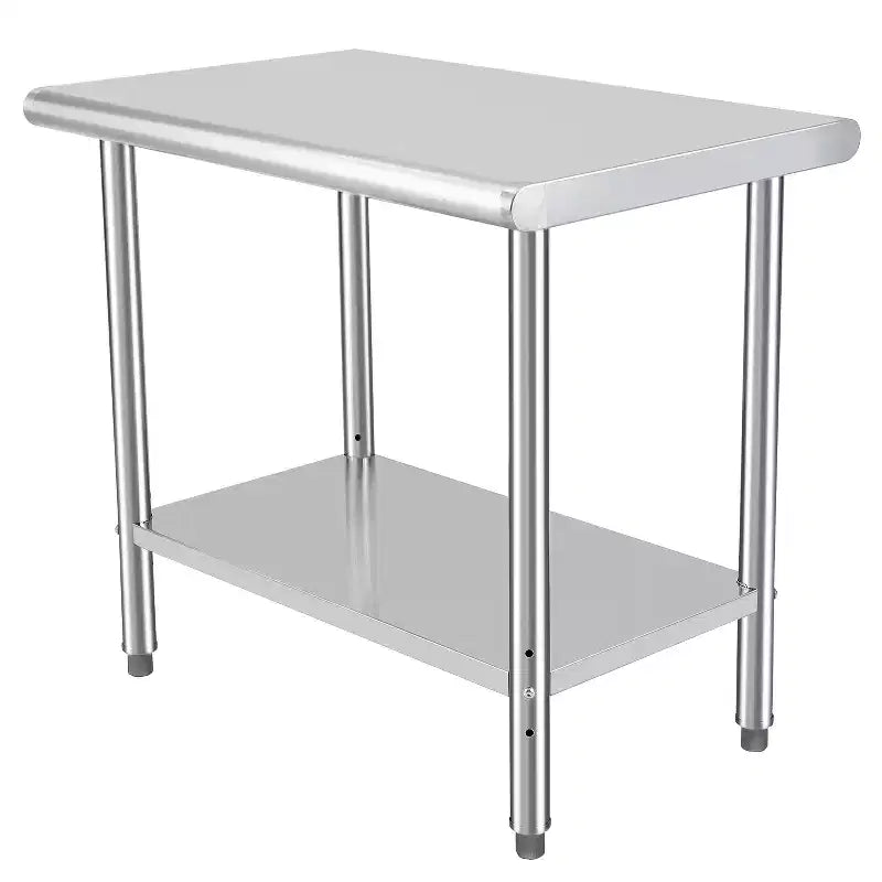 30 x 24 Inch Stainless Steel Prep Table with Adjustable Under Shelf & Wheels, Heavy Duty Commercial Worktable for Kitchen, Restaurant, Home & Hotel