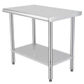30 x 24 Inch Stainless Steel Prep Table with Adjustable Under Shelf & Wheels, Heavy Duty Commercial Worktable for Kitchen, Restaurant, Home & Hotel
