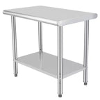 30 x 24 Inch Stainless Steel Prep Table with Adjustable Under Shelf & Wheels, Heavy Duty Commercial Worktable for Kitchen, Restaurant, Home & Hotel