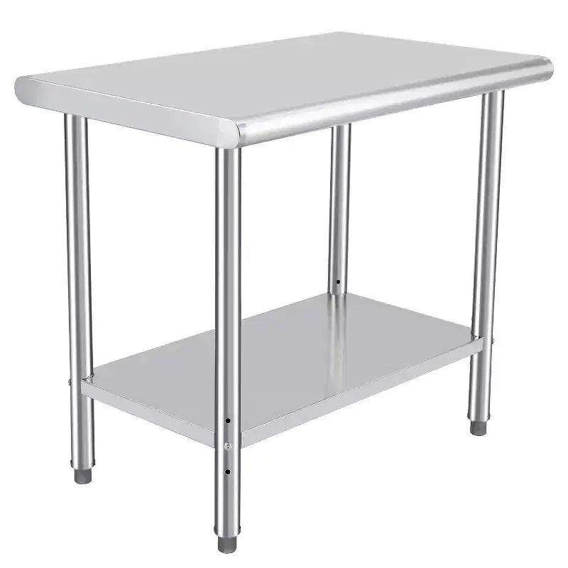 Table de préparation en acier inoxydable 30 x 24 pouces avec étagère inférieure réglable et roulettes, plan de travail commercial robuste pour cuisine, restaurant, maison et hôtel