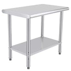 Table de préparation en acier inoxydable 30 x 24 pouces avec étagère inférieure réglable et roulettes, plan de travail commercial robuste pour cuisine, restaurant, maison et hôtel