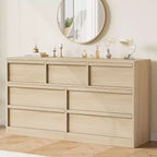 GustoWave 6-Drawer Storage Dresser With Waterproof Top, Natural Oak Finish, For Bedroom Or Entryway