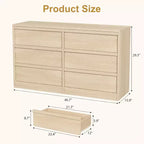 GustoWave 6-Drawer Storage Dresser With Waterproof Top, Natural Oak Finish, For Bedroom Or Entryway