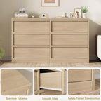GustoWave 6-Drawer Storage Dresser With Waterproof Top, Natural Oak Finish, For Bedroom Or Entryway